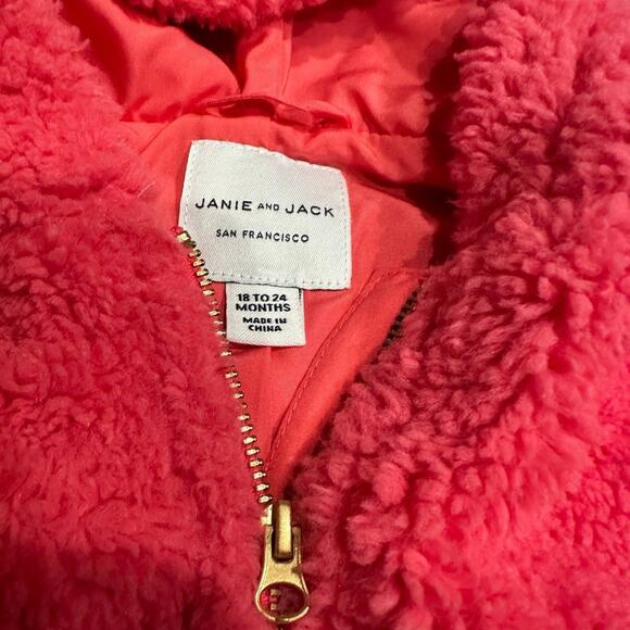 jacket Janie and Jack Sherpa hooded jacket hot pink - Picture 5 of 7